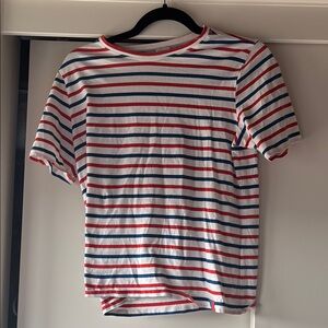 KULE the Modern Striped Red, Blue, and White T-Shirt